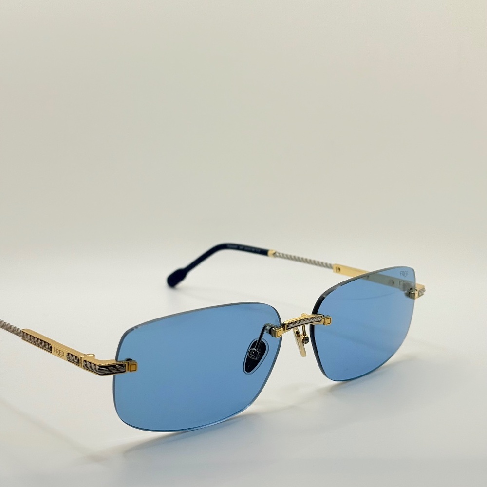 FRED FG40049U 30V Shiny Gold/Blue Sunglasses 60-14-145 NEW (Replacement Box) - Picture 8 of 16